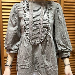 BCBGMAXAZRIA textured grey-brown blouse